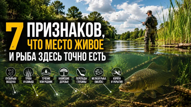 7 признаков, что место живое и рыба здесь точно есть