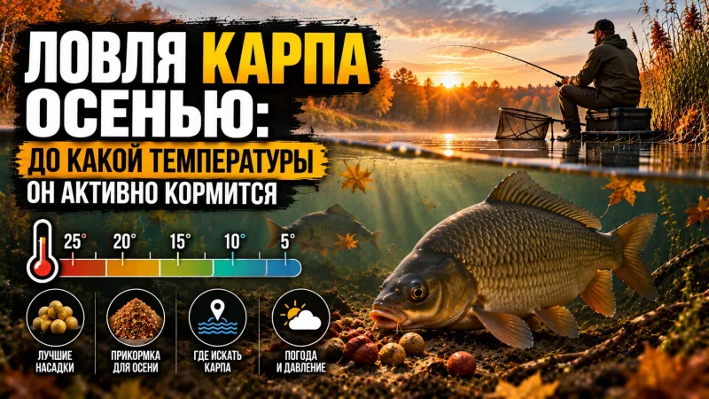 Ловля карпа осенью: до какой температуры он активно кормится